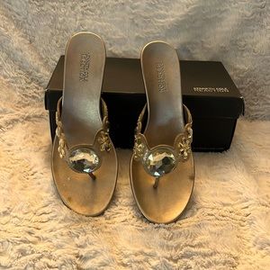 Kenneth Cole size 7 gold sandals with rhinestones, very beautiful!!